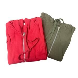 Bundle Of 2 Active USA Zip-Up Hoodies Red & Olive